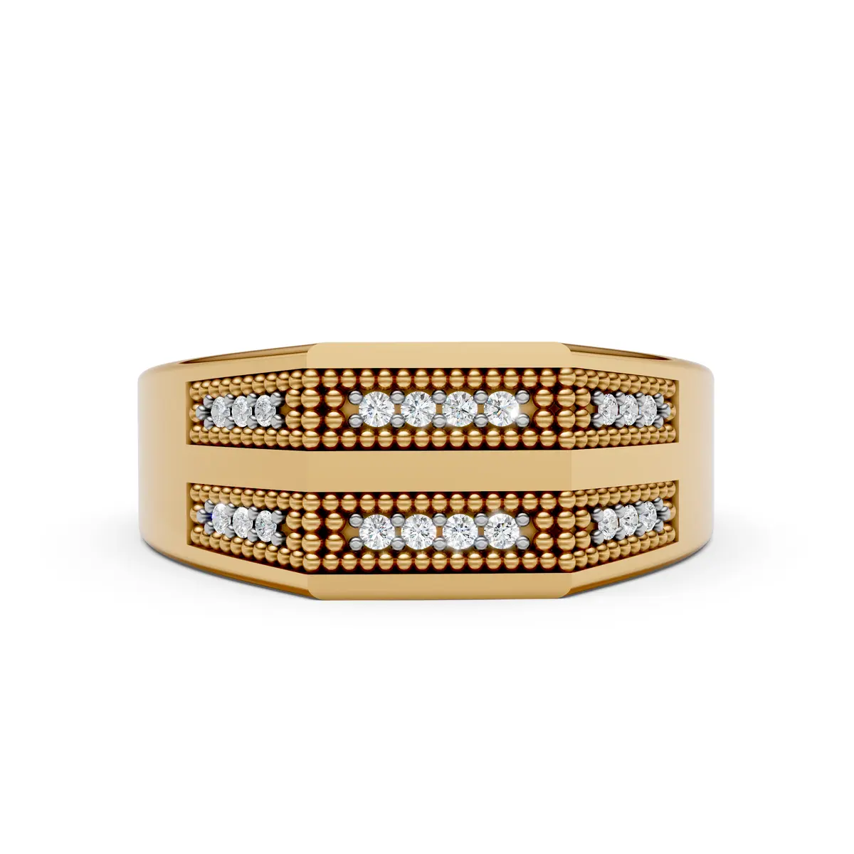 Triple Row Diamond Band Ring